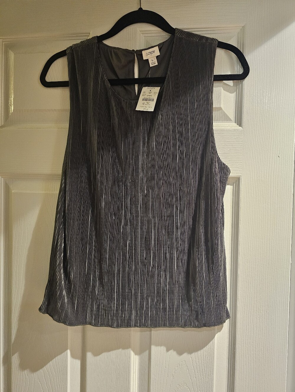 J. Crew Metallic Pleated Sleeveless Top in Forest Green